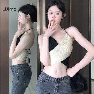 LUImo Mùa Hè Mặc Chữ Thập Dây Treo Ne Đan Camisole Nữ Mới Ngọt Ngào Gợi Cảm Áo Ngực Ngắn Top SBS