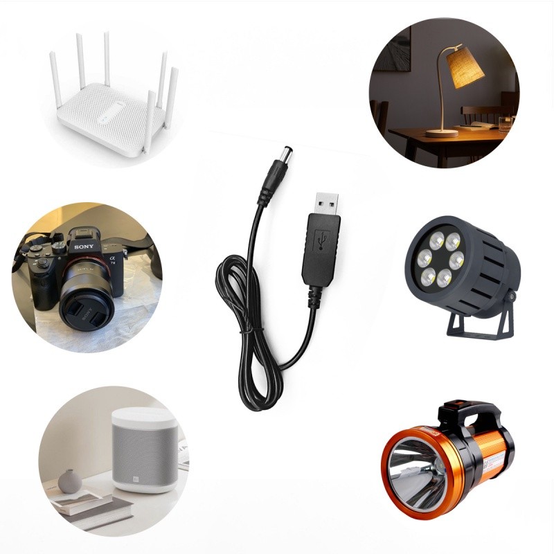 Cáp tăng áp USB 5V lên 12V cho router wifi dùng pin dự phòng Đầu ra DC 12V،Với đèn، Cáp tăng tốc cho WIFI