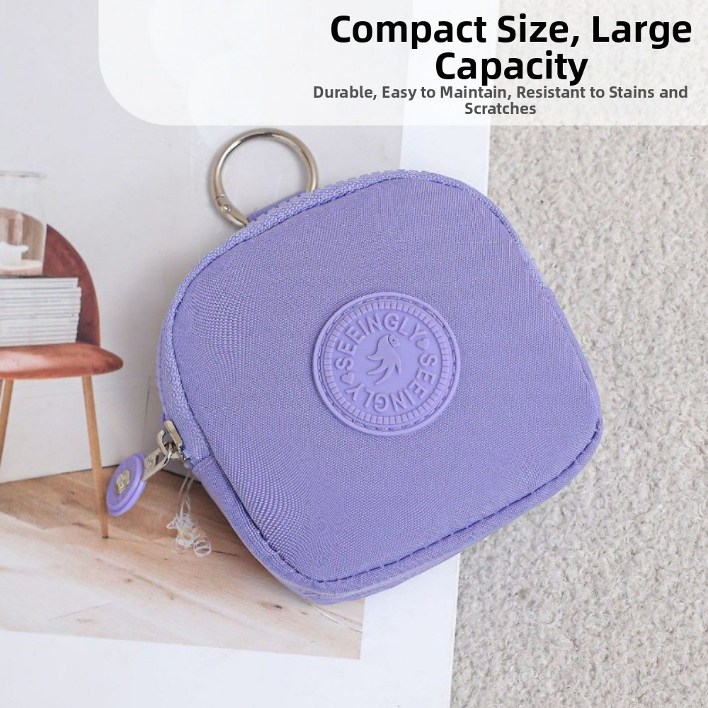 Ví nữ CATMALLER88, Ví đựng tiền xu chống nước bằng Nylon, Màu trơn di động có móc khóa Túi đựng điện thoại di động dành cho nữ