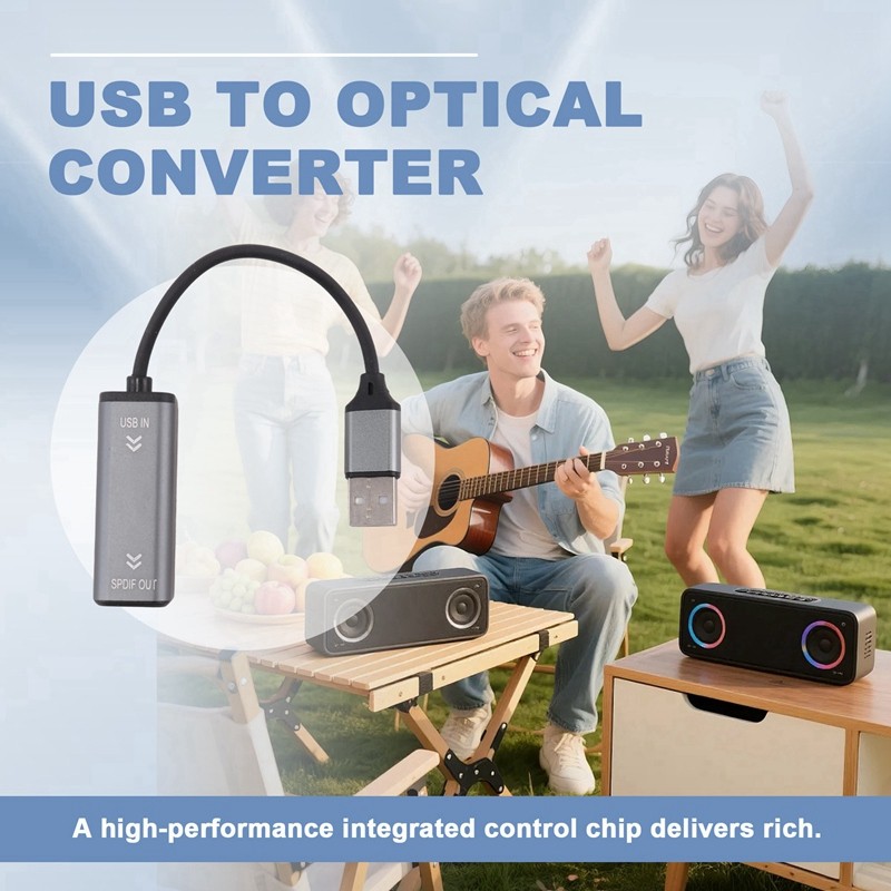 Bộ chuyển đổi âm thanh USB sang quang học Bộ chuyển đổi USB sang SPDIF 16bit / 96KHZ để kết nối máy tính xách tay với Soundbar