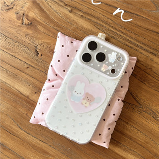 Ốp điện thoại iPhone 17 Pro max 16 Pro max Rabbit Bear họa tiết TPU materia IMD