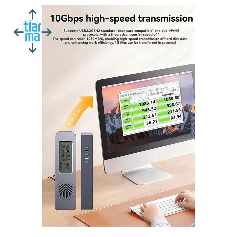 Hộp đựng ổ cứng M.2 Nvme SSD NVME Hộp đựng ổ cứng di động thể rắn Phát hiện sức khỏe kỹ thuật số thông minh
