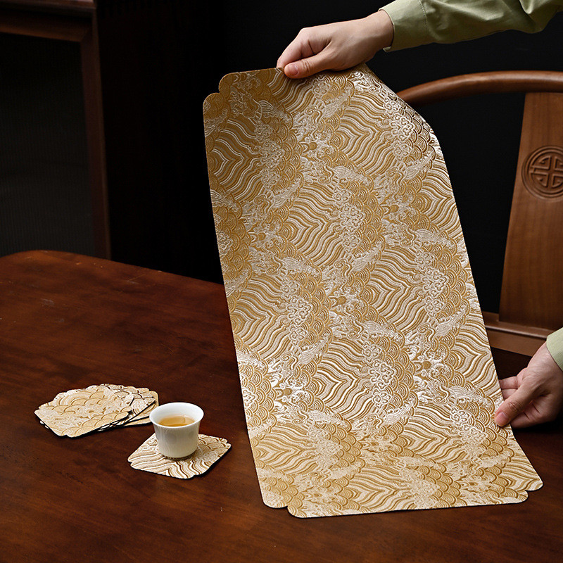 Jacquard Cloud Thổ Cẩm Bàn Trà Nhỏ Khăn Trà Thiền Bàn Vải Nghệ Thuật Bong Bóng Khô Chống Thấm Nước Cách Nhiệt Trà Thảm Mới Trung Quốc Bàn Thảm