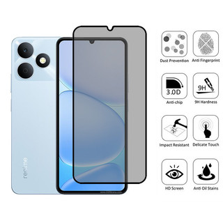 Phim bảo vệ màn hình riêng tư kính cường lực chống gián điệp 2 trong 1 cho Realme Note 80 70 60x 60 50 4G + Phim ống kính máy ảnh
