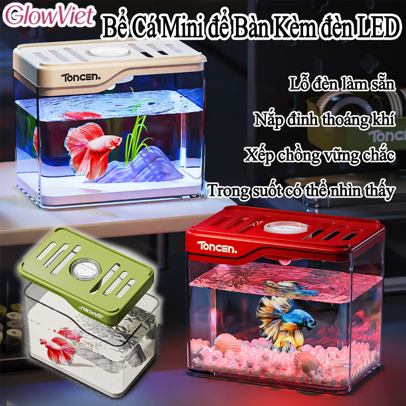 Bể cá mini để bàn cao cấp,Kèm đèn LED,bể Cá Mini Văn Phòng đẹp,Trang Trí Văn Phòng Và Phòng Khác,Dễ vệ sinh
