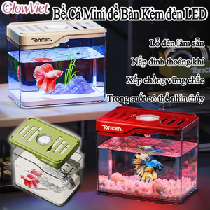 Bể cá mini để bàn cao cấp,Kèm đèn LED,bể Cá Mini Văn Phòng đẹp,Trang Trí Văn Phòng Và Phòng Khác,Dễ vệ sinh