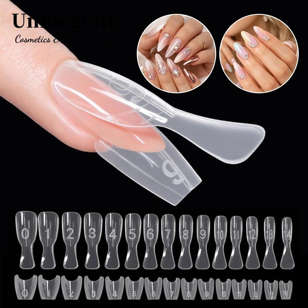 UNMEGONI 240 Khuôn Làm Móng Tay, Dạng Tay Sandwich Siêu Mỏng Không Dấu Vết, Kéo Dài Nhanh Hình Bầu Dục Móng Tay Giả Hai Mặt DIY