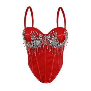 Dây xích xương cá corset kim cương nhấp nháy, slim-fit, handmade đính hạt - Phù hợp tập luyện và thời trang