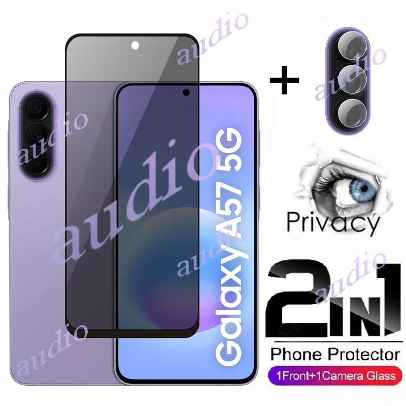 Màn hình riêng tư Samsung A57 5G 2in1 có màng ống kính cho Samsung Galaxy A57 A37 A27 A17 A07 5G 4G Kính cường lực bảo vệ màn hình riêng tư cho SamsungA57 5G Phim chống gián điệp phía trước màn hình