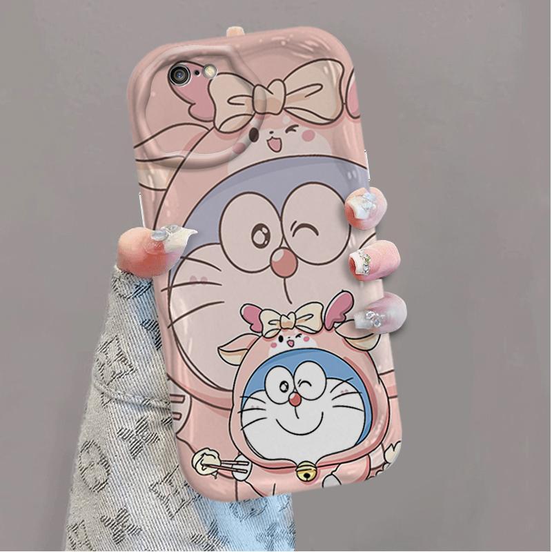 Ốp Silicon Hoạt Hình Cho iPhone 6 6S 6 Plus 6S Plus 7 8 Plus SE 2020 Vỏ Điện Thoại Mềm 3D Cặp Đôi Doremon Chống Sốc Mặt Sau