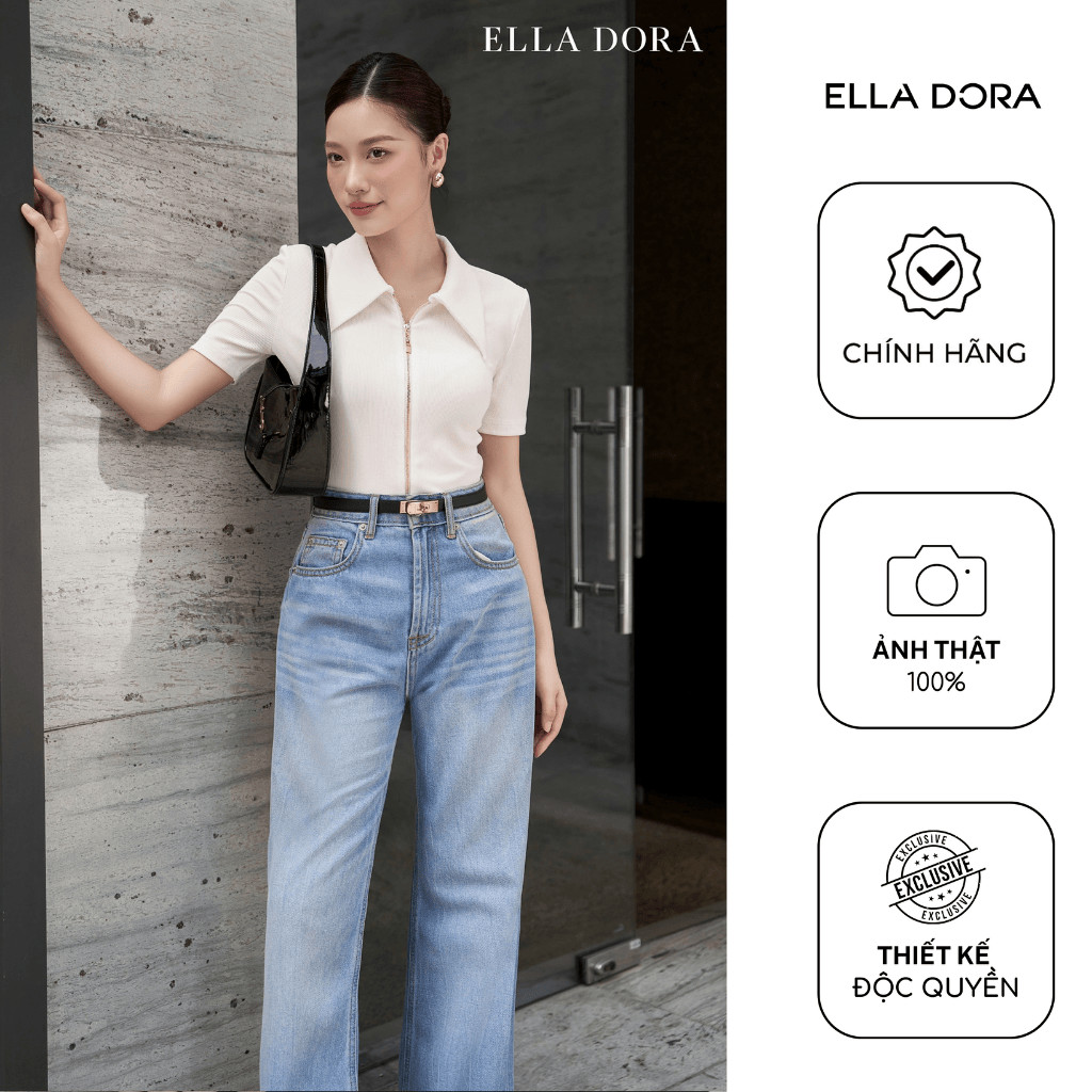 Áo thun nữ ELLA DORA thiết kế khóa kéo đồng form tôn dáng thanh lịch 3 màu TRẮNG/ ĐEN/ ĐỎ [AT65]