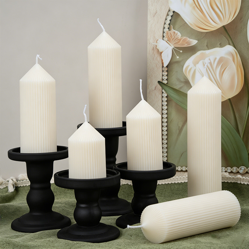 Chân Nến Phong Cách Retro - Cột La Mã Đen Obsidian, Đế Cắm Nến Decor Bàn Tiệc, Đám Cưới, Khách Sạn Cao Cấp