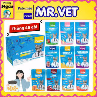 Combo 48 Gói Pate Mr.Vet / Mrvet 70g Cho Mèo Bổ Sung L-Lysine, Omega-3 Và Vitamin