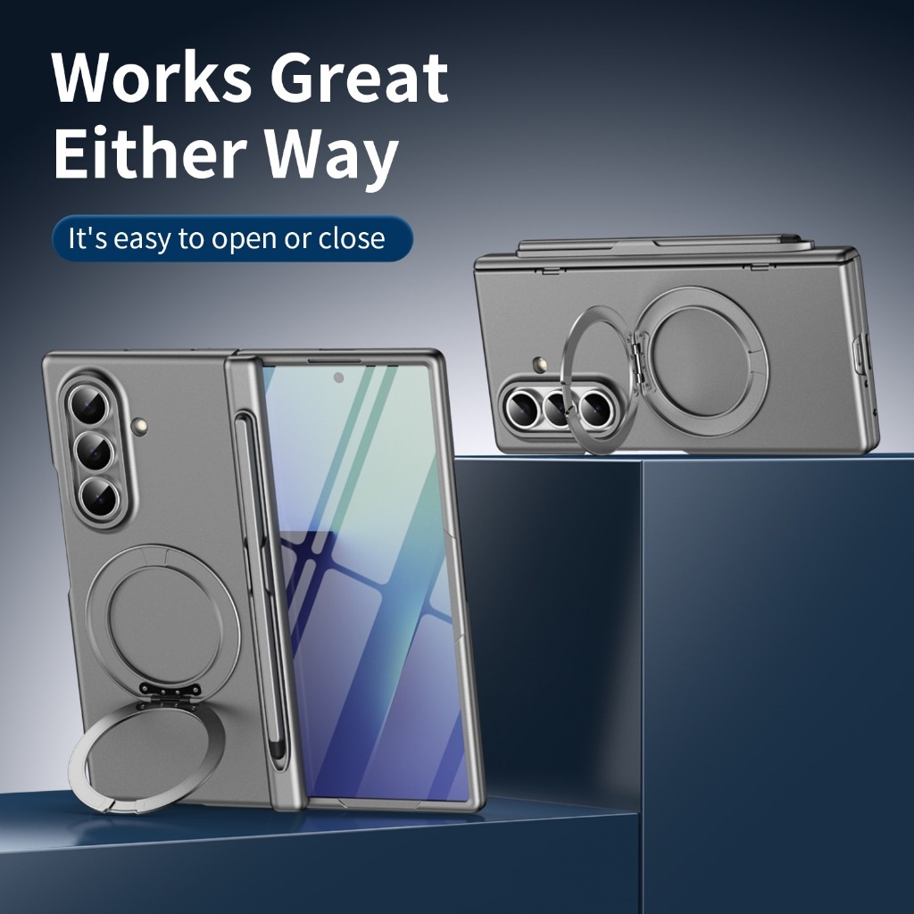 Kim 360° Ốp Điện Thoại Full Cover Cho Samsung Galaxy Z Fold 7 6 5 4 Có Phim Bảo Vệ Màn Hình Và Xoay Từ Giá Đỡ Bìa Cứng