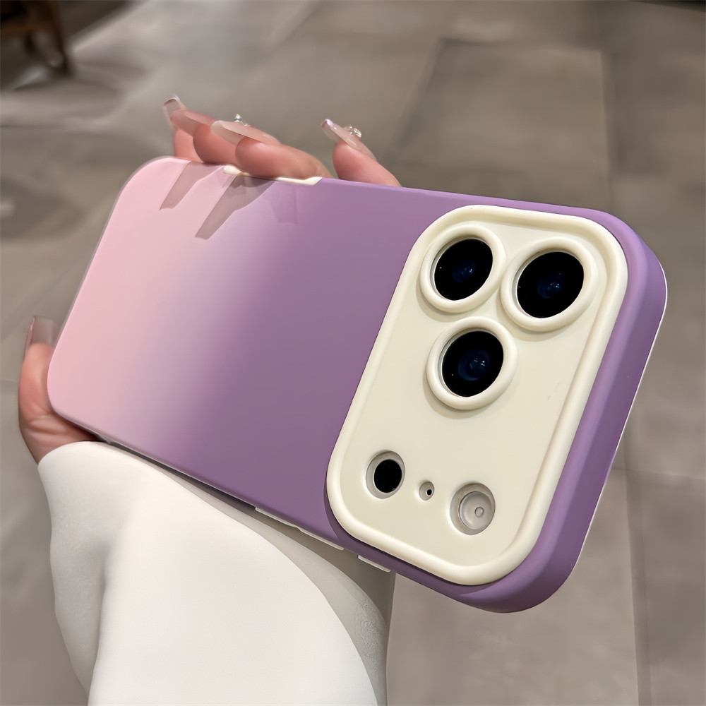 Ốp điện thoại cảm giác da gradient màu cho iPhone 17 Pro Max 13 14 15 16 pro max Bao gồm tất cả bảo vệ ống kính máy ảnh vỏ mềm Vỏ bảo vệ vỏ điện thoại