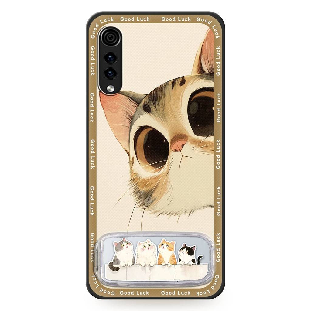 Ốp Điện Thoại Chống Sốc Bảo Vệ Cho LG Velvet 4G / 5G 3D Túi Điện Thoại Vải Miếng Dán Chân Đế Gương Trang Điểm Giá Đỡ Điện Thoại Chống Va Đập Thiết Kế Thời Trang Ốp Lưng Mềm Hoạt Hình Silicon