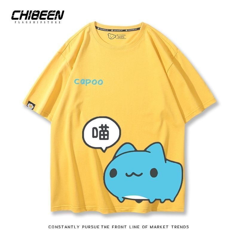 Mèo Hoạt Hình Capoo - Áo Thun Tay Ngắn Nam Nữ, Cotton Nguyên Chất, Phù Hợp Mùa Hè Và Ngày Thường