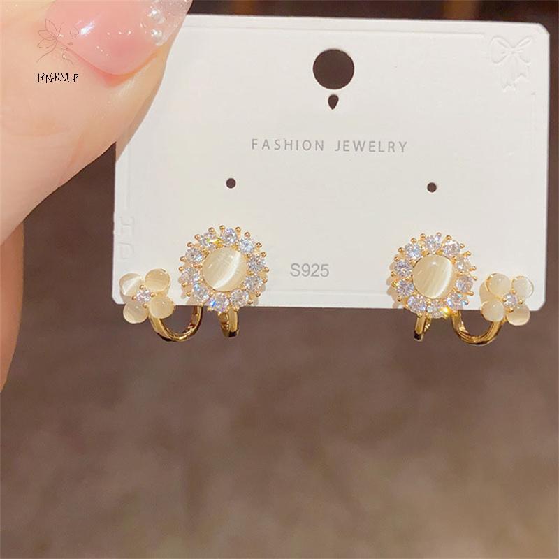 Bông Tai Mắt Mèo Đá Zircon Hoa Cho Nữ - Thời Trang Dự Tiệc