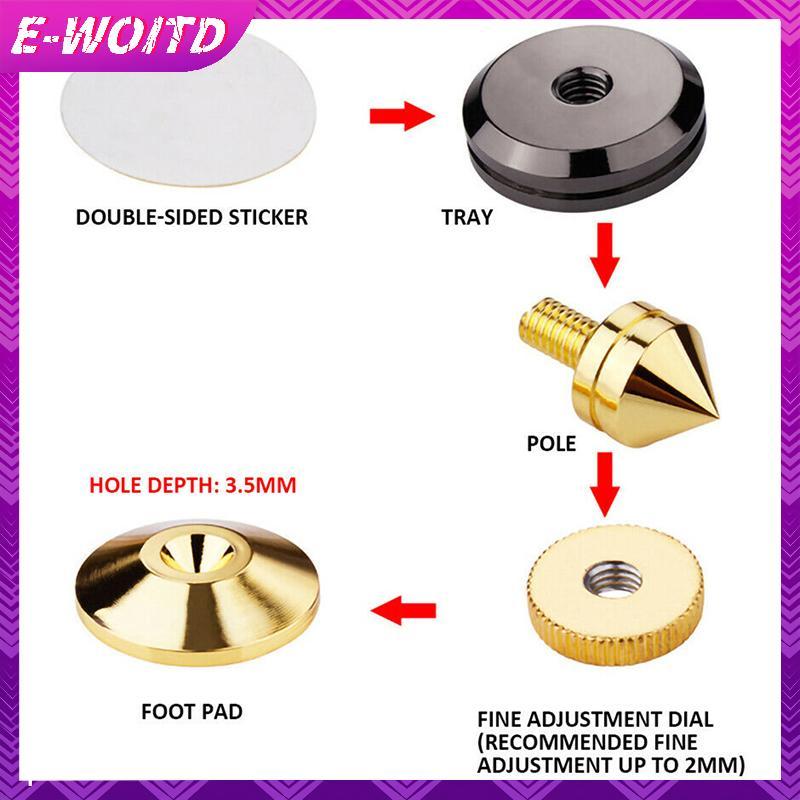 E-WOITD 4 Loa Đứng Chân Gai Gắn Loa Hộp Móng Tay Miếng Lót Shoproof E-WOITD