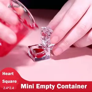 DELMER Son Dưỡng Môi Hộp Vuông Chai Có Thể Đổ Lại Hình Trái Tim Trong Suốt Bình Trang Điểm 5 Chiếc Hộp Đựng Mỹ Phẩm Mini Dễ Thương