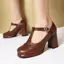 VNTMLH34-43 Kích Thước Lớn Retro Khắc Rỗng Mũi Tròn Dày Gót Giày T-Buckle Dây Đeo Sau Dây Thời Trang Phù Hợp Với Mary Jane Giày