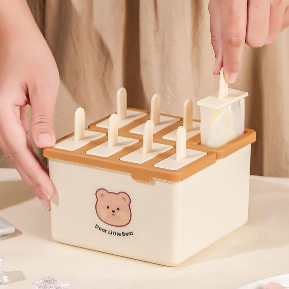 Hộp Làm Kem Que Có Nắp Kín Chống Mùi Tủ Lạnh Dễ Dàng Lấy Kem , Khuôn Làm Kem Mát Lạnh Mùa Hè