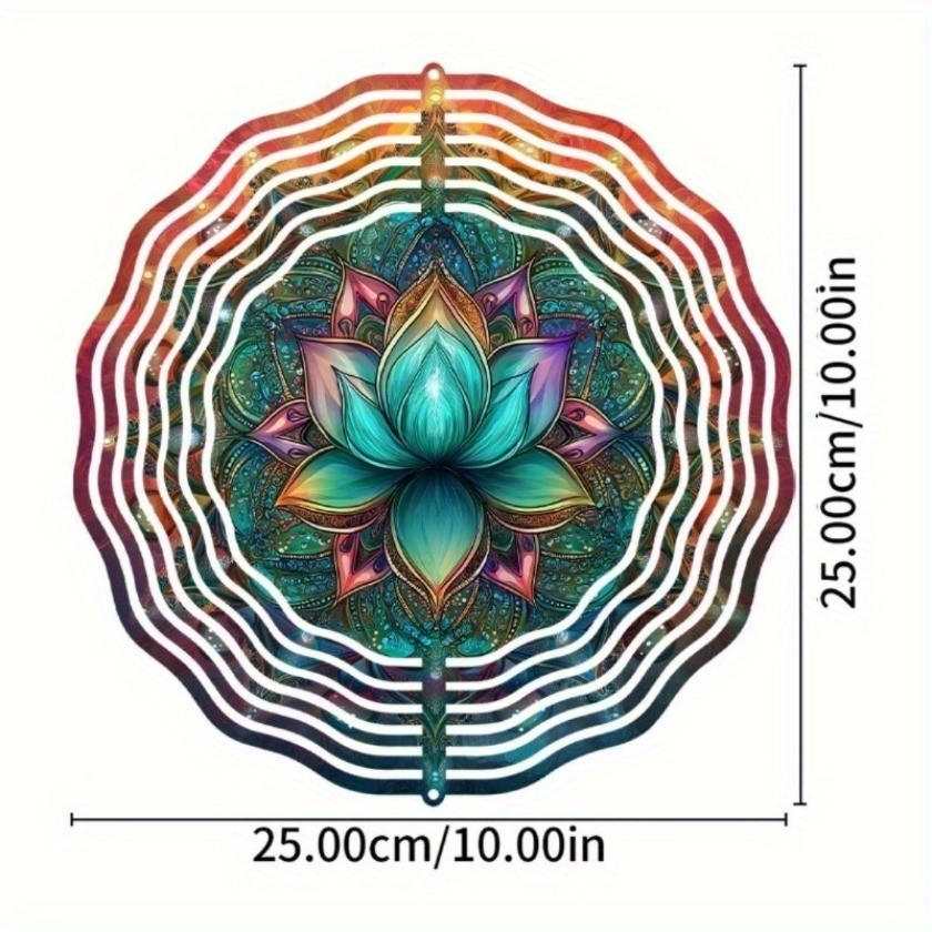 CIFbuy Hoa Sen Chuông Gió Với Mandala Thiết Kế Teal Nhiều Màu Hoa Văn Cho Ngoài Trời Trang Trí Sân Vườn Quà Tặng