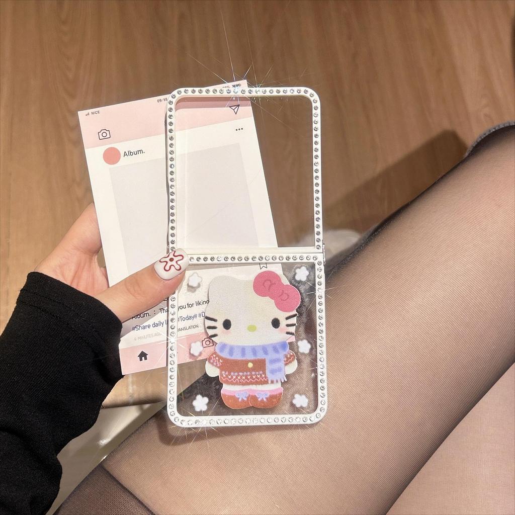 Kim Cương Bông Tuyết Khăn KT Ốp Lưng Điện Thoại Thích Hợp Cho Samsung Galaxy ZFlip7 zflip6 Vỏ Cứng Gấp Cho Z Flip 7 6 5 4 5G PuraX N3Flip MixFlip 2 Vỏ Bảo Vệ