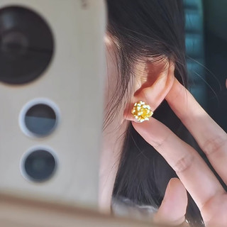 Mới Bông Tai Mẫu Đơn Vàng Retro, Ánh Sáng Cao Cấp, Phụ Kiện Thời Trang