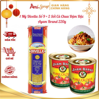 [Combo Spaghetti] 1 Mỳ Divella Số 9 + 2 Sốt Cà Chua Đậm Đặc Ayam Brand 220g Thơm Ngon Đậm Vị