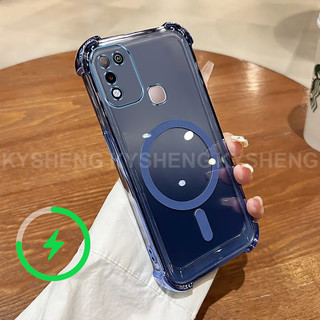 Thích hợp cho INFINIX HOT 9 10S 10 11 PLAY Vỏ điện thoại TPU sạc từ tính bốn góc chống rơi vỏ mềm trong suốt WBQ 000