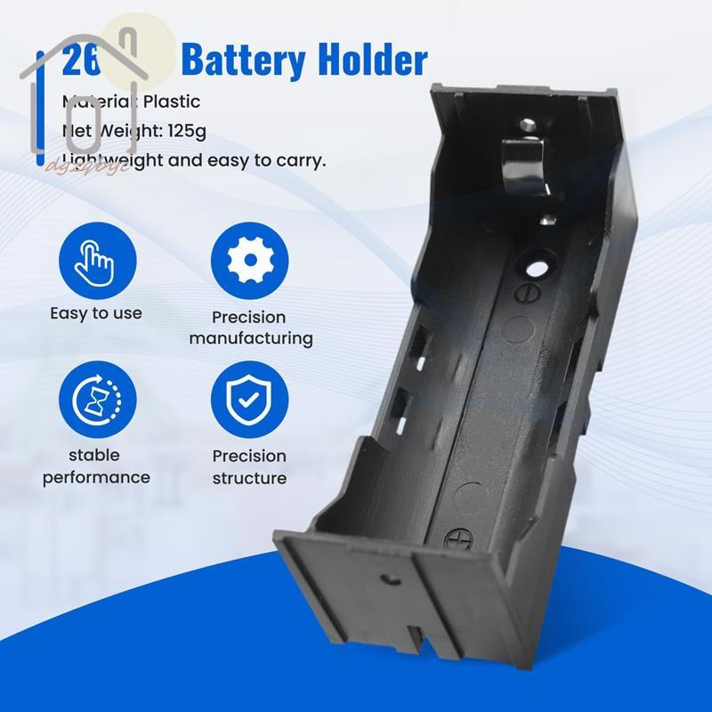 Hộp đựng pin đơn 26650 bằng nhựa Hộp lưu trữ 10 chiếc màu đen