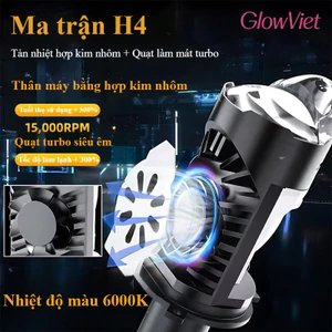 Bóng pha Led V22 Siêu sáng, chân H4 Công suất 60W, Cắt Sáng Chống Chói Bảo, Cho Ô Tô Xe Máy