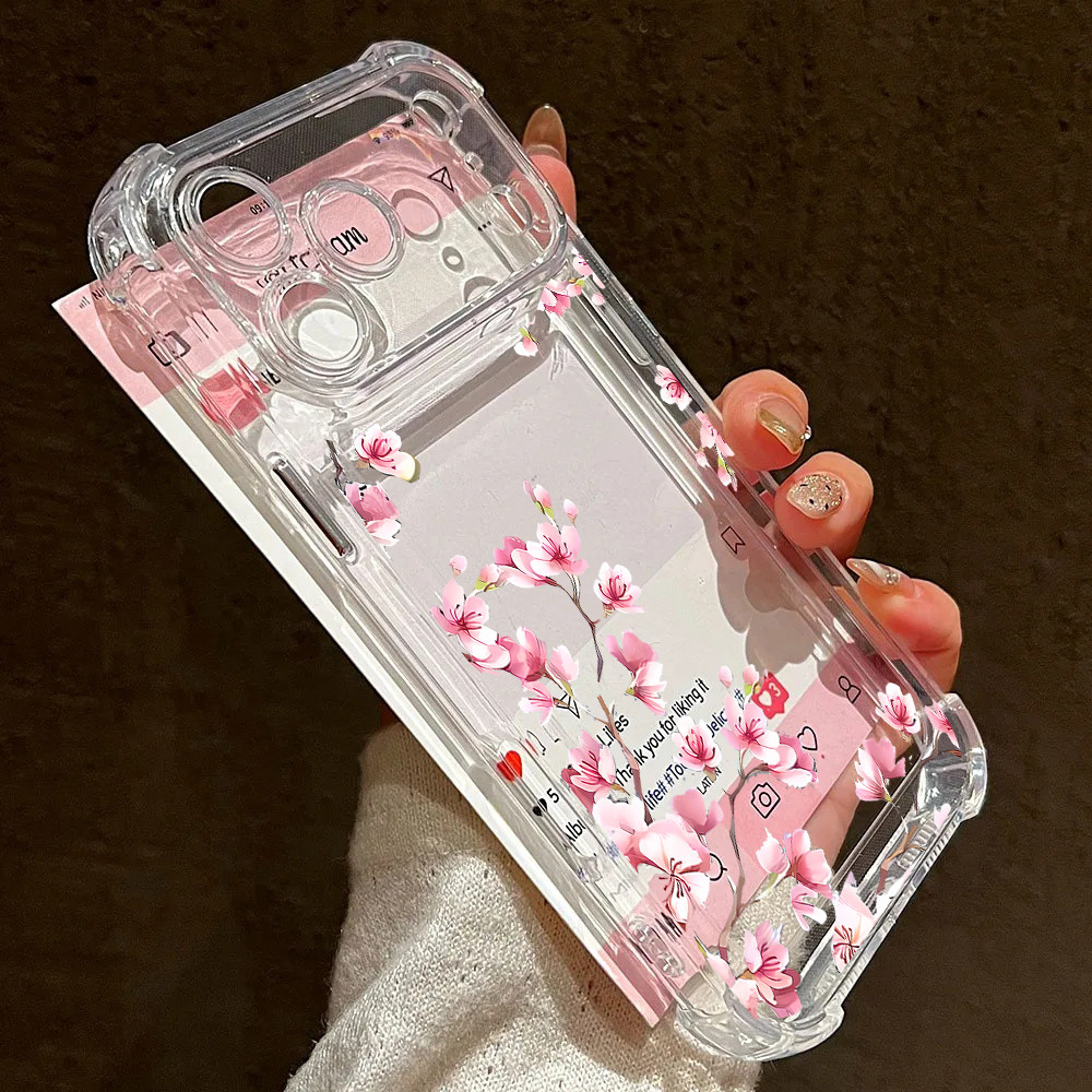 Vỏ hoa Tulip hồng toàn màn hình cho Huawei Honor 400 Pro Lite X6C X7D X9D X9B Nova 7 SE Vỏ bảo vệ không khí trong suốt chống sốc Góc bảo vệ Camera silicon mềm