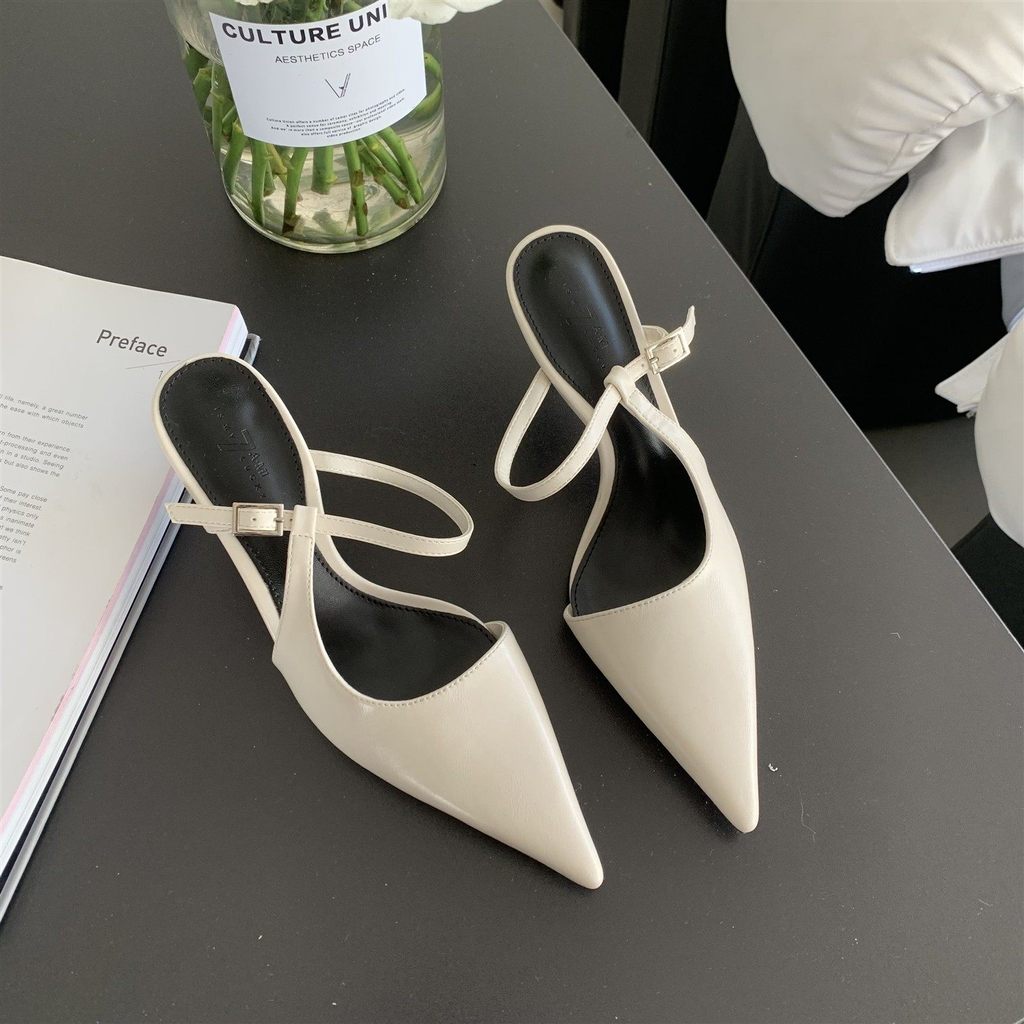 Dép xỏ ngón TT Nữ Dây đeo phẳng Giày sandal gót cao Tính khí phù hợp