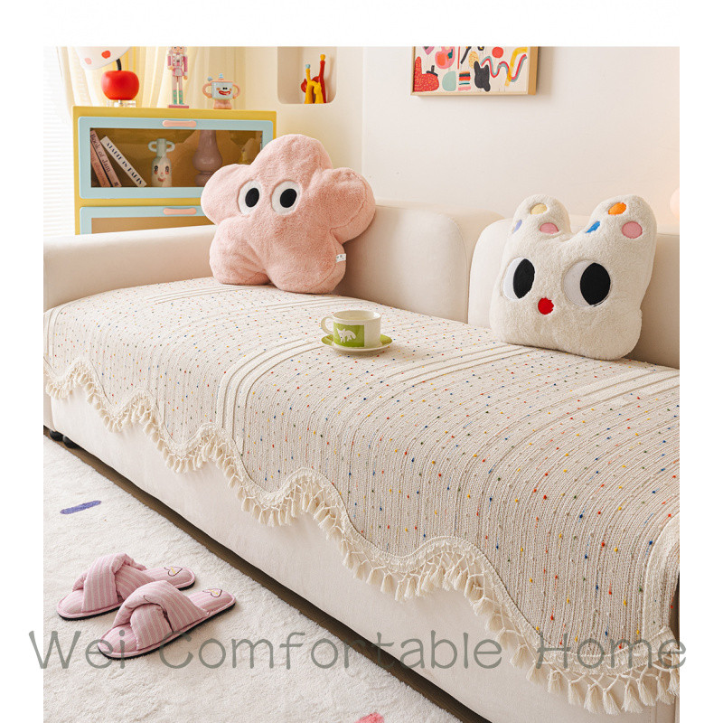 Màu Jelly Bean Sofa Đệm Bốn Mùa Đa Năng Sofa Bao Phong Cách Mới Chống Trơn Trượt Sofa Đệm