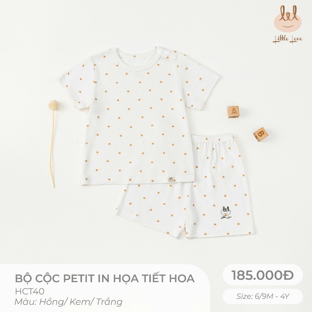 BỘ CỘC  TAY VẢI PETIT HỌA TIẾT [ SIÊU MỀM, MÁT, MỊN CO DÃN VÀ THẤM HÚT TỐT)  SZ 6M -4Y (HCT40)