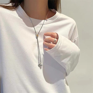 Vòng cổ nam phong cách hip-hop tối giản, điều chỉnh được, làm từ thép không gỉ