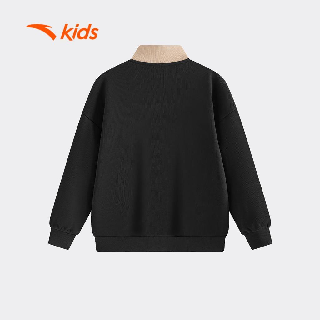ANTA Kids Áo Nỉ Sweater Bóng Rổ Bé Trai Cổ Đứng Khóa Kéo, Form Loose, Lót Nỉ Giữ Ấm 352541719U