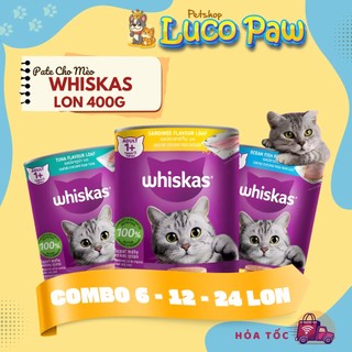 [6 - 12 - 24 Lon] PATE Whiskas  400G Vị Cá Ngừ - Cá Biển - Cá Mòi làm từ cá thật - Luco Paw