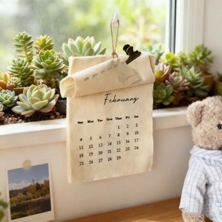 EARTHLYCO 2026 Lịch Treo Tường, DIY Trang Trí Vải Lịch Tiếng Anh, Retro Có Thể Tái Sử Dụng 12 Tháng Lịch Hàng Tháng Posing Prop