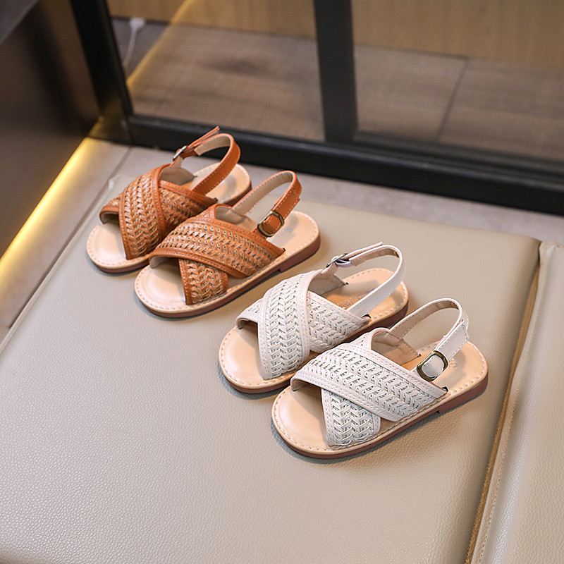 Giày Sandal Ngọt Ngào Cho Bé Gái Phong Cách Mới Mùa Hè, Đan Mềm Thoáng Khí, Dép Đi Biển