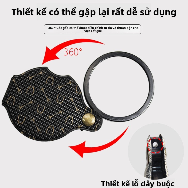 Hộp đựng da Chuda Kính lúp Người cao tuổi Đọc sách Kính lúp Viện phúc lợi Điều dưỡng Nhà quà tặng Kính lúp 70MM Dây OOFQ
