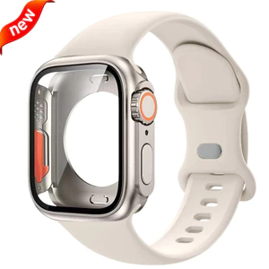 Thay đổi sang vỏ PC siêu cứng + Dây đeo silicon tương thích cho Apple Watch S11 / 10 46mm 42mm 45mm 44mm 40mm 41mm 9 8 7 6 SE 5