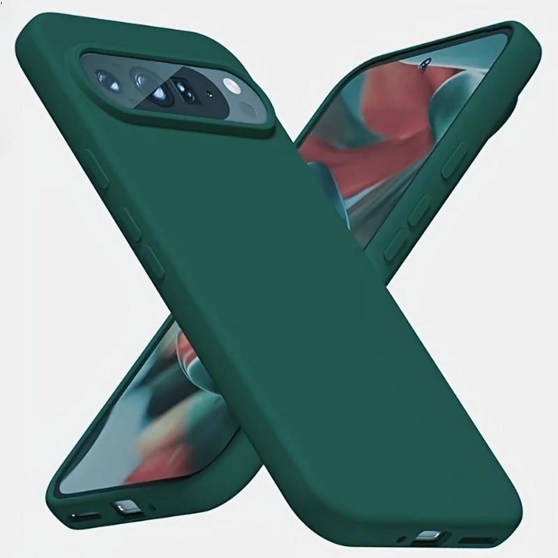 Ốp Điện Thoại Cạnh Thẳng Lỏng Trên Cho Google Pixel 8 8A 9 9A 10 10A Pro XL 6.8 Full Cover Chống Cháy Nổ Chống Rơi Ốp Lưng TPU Mềm Fundas