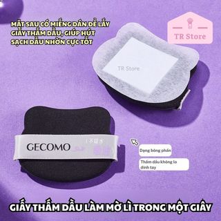 Set Giấy Thấm Dầu GECOMO Có Gương (Kèm Bông Dặm) Phiên Bản Mèo Đen - Thấm Hút Dầu Thừa Siêu Tốc, Vệ Sinh, Không Bẩn Tay