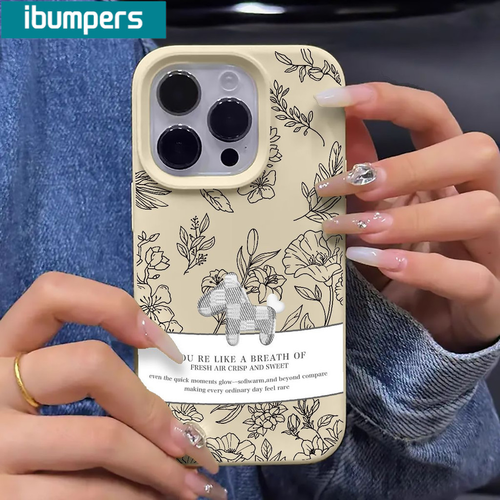 Ibumpers Ốp Điện Thoại Thanh Lịch Dòng Hoa Nghệ Thuật Ngựa Miếng Dán Silicon Mềm Chống Sốc Vỏ Cho iPhone 11 12 13 14 15 16 17 Pro Max IP Plus