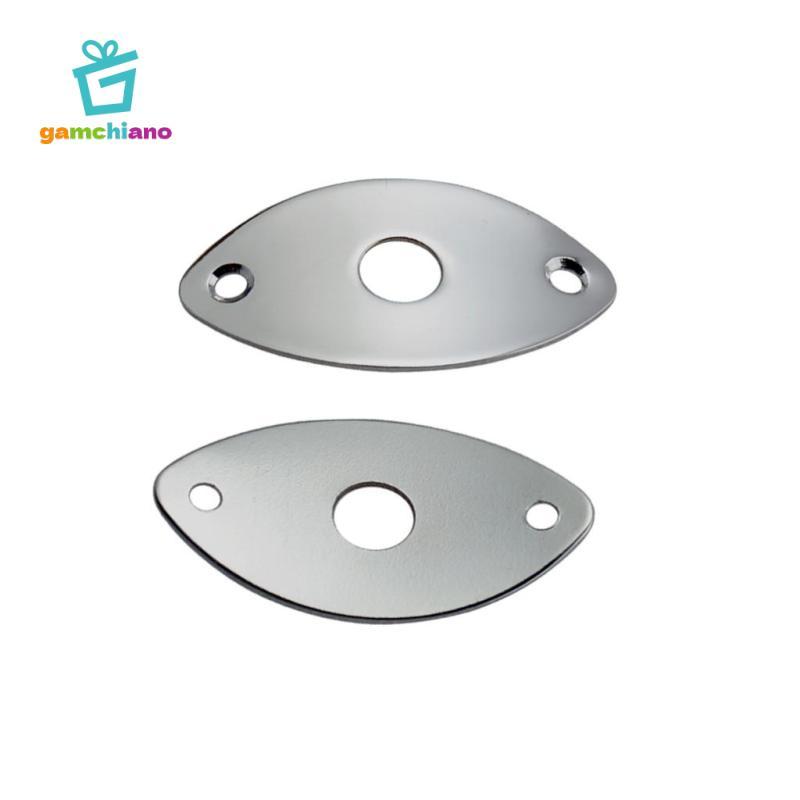 2 Miếng Kim Loại Hình Bầu Dục Cong Jack Đĩa Cho Đàn Guitar Điện Phần Bass Bạc