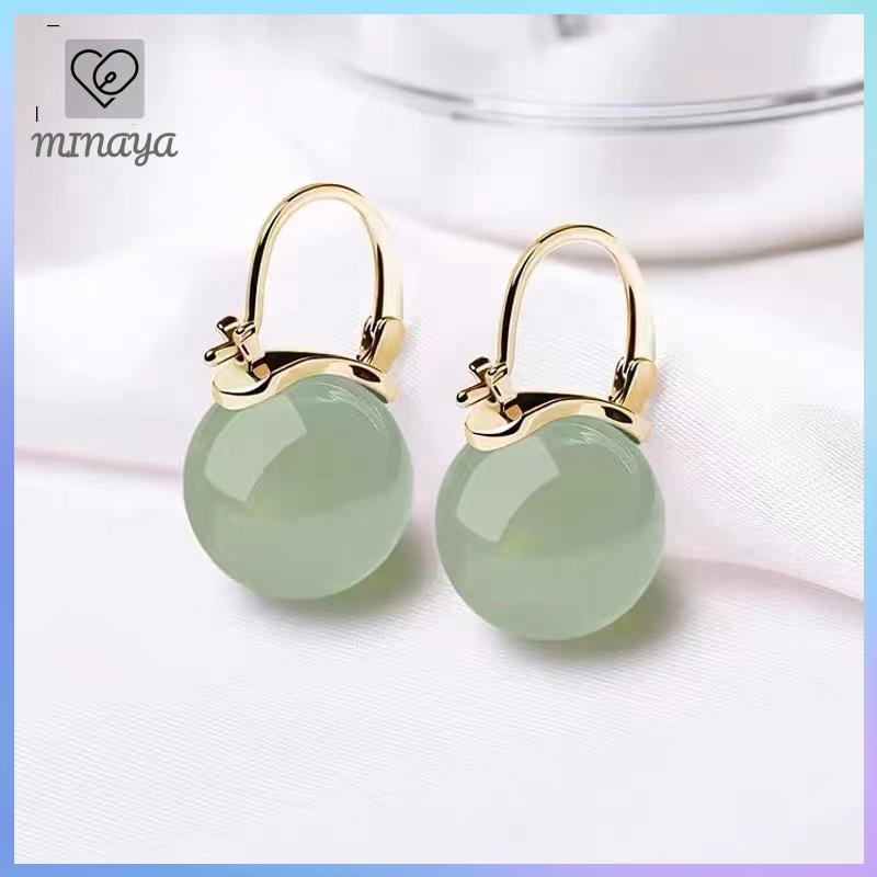 Bông Tai Hạt Ngọc Bích Phong Cách Cổ Xưa, Thời Trang Nhẹ Nhàng - Phụ Kiện Trang Sức Cho Nữ