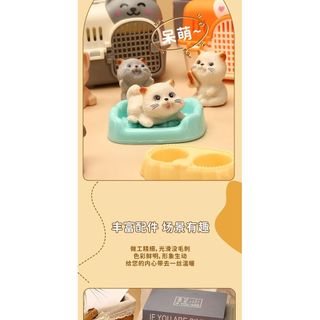 Mô Phỏng Mini Động Vật Mèo Trẻ Em Nhà Chơi Bộ Đồ Trang Trí Nhỏ Chó Con Búp Bê Đồ Chơi Mô Hình Mèo Lồng Ăn